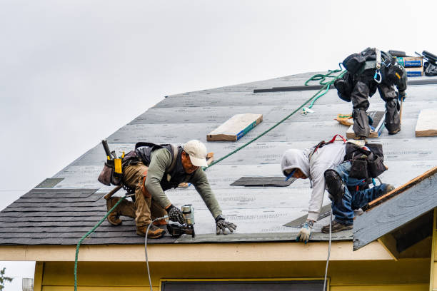 Professional Gutter Installation technician working in Freeville, NY